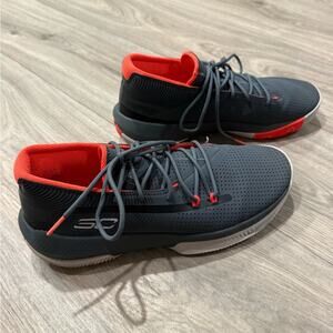 Under Armour Curry 6 “Hi Vis” Basketball Shoes – Gray & Orange – Size 10.5